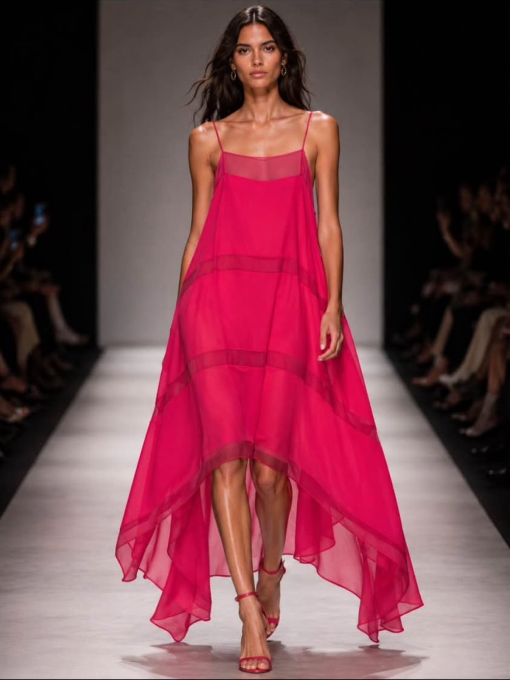Barbara Bui Vibrant Hot Pink High-Low Slip Dress